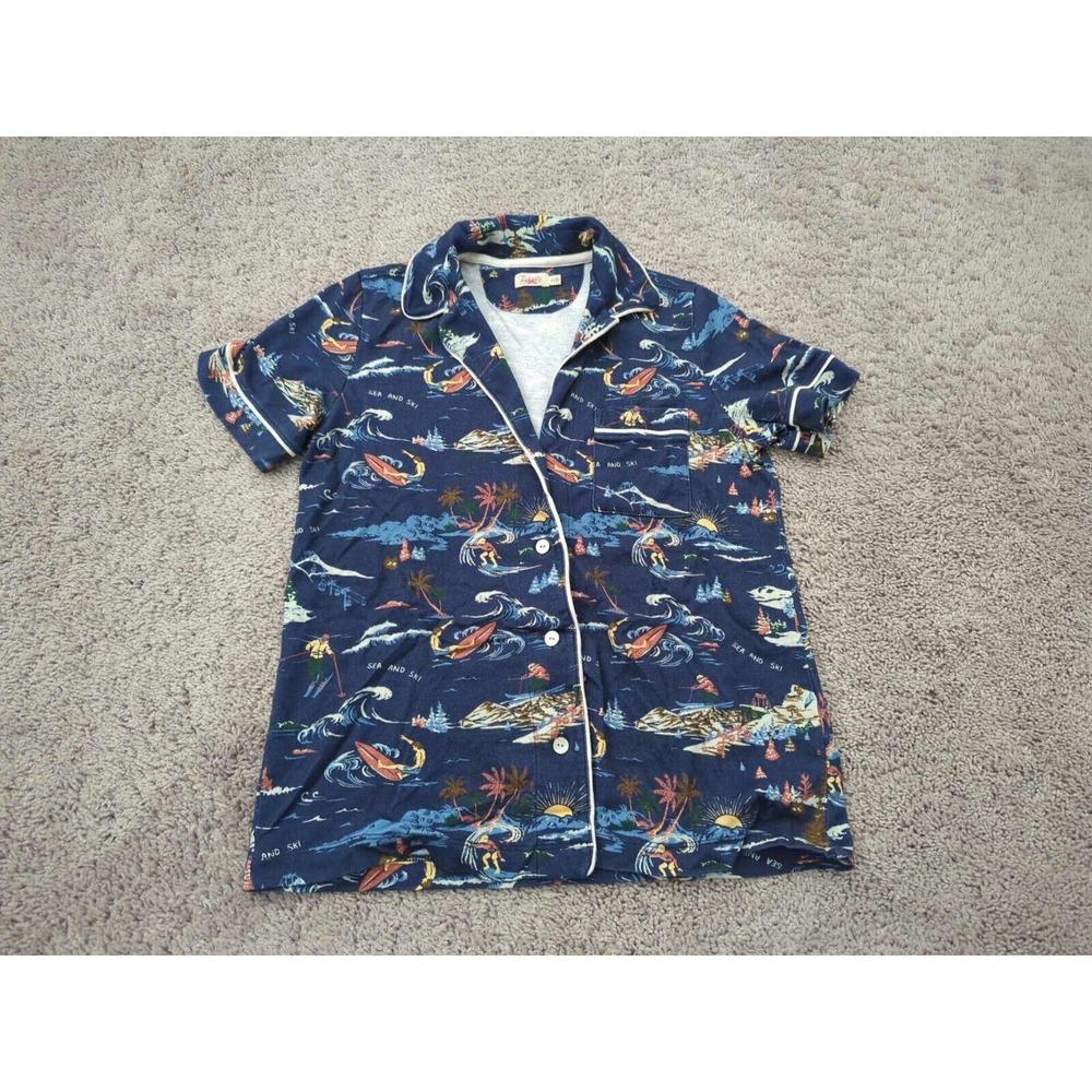 Faherty Pajama Shirt Womens XS Blue Summer Camp Shirt Navy‎ Sea Ski